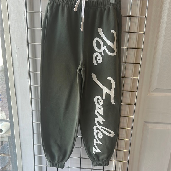 No Boundaries Pants - No Boundaries Green Track Pants with Drawstring Waist